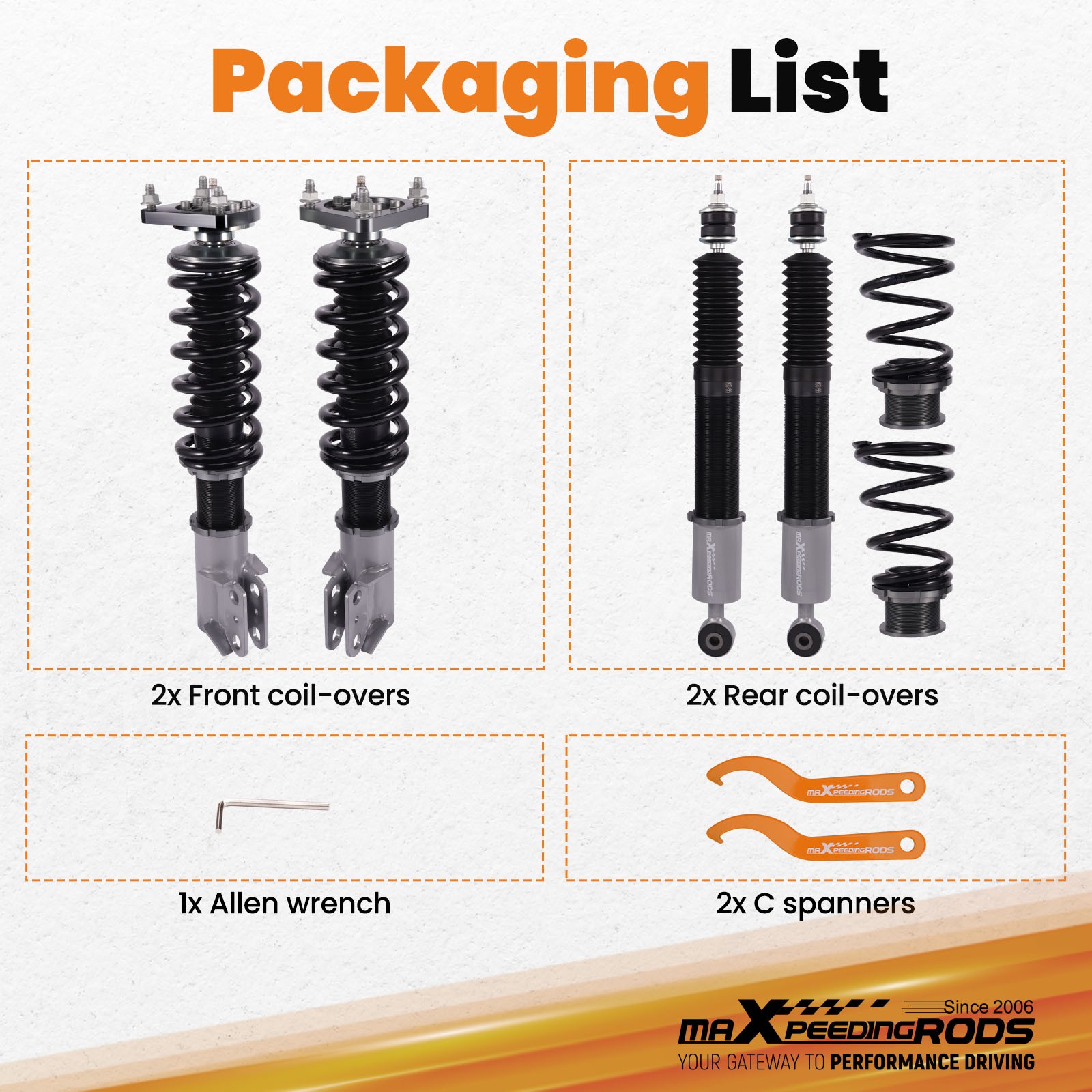 Coilovers 24 Way Damper Adjustable Shock Suspension Kit for Ford Mustang 94-04