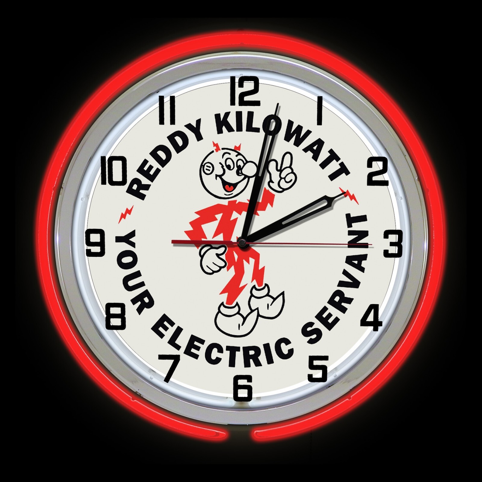 Reddy Kilowatt Electric Servant 19″ Double Red Neon Clock Man Cave Garage