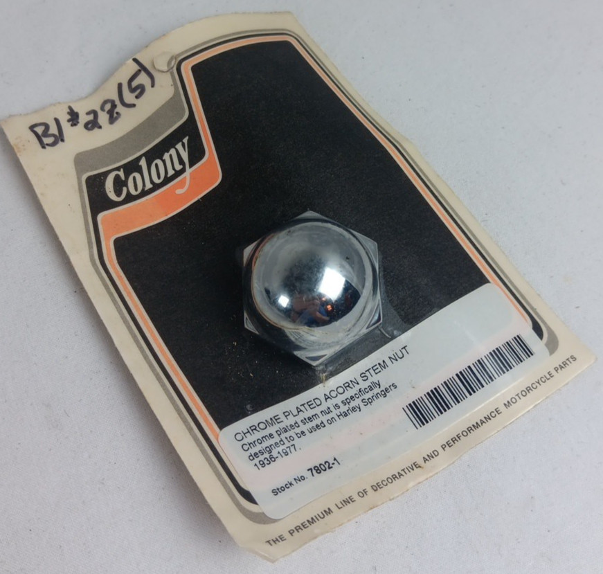 COLONY FOR HARLEY DAVIDSON CHROME PLATED ACORN STEM NUT 7802-1