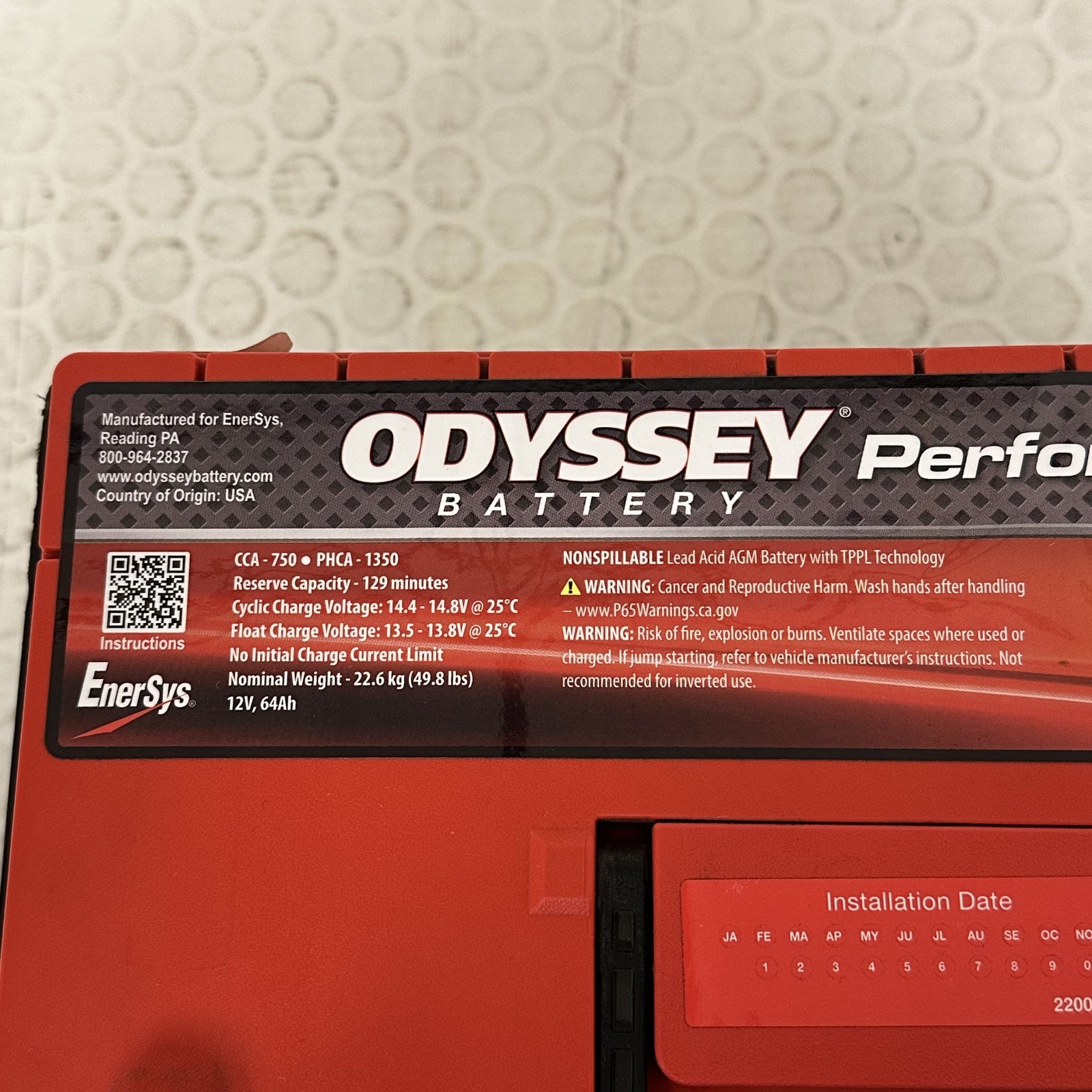 Odyssey ODP-AGM65 Performance Series AGM Battery 750CCA Ford F-250 Super Duty