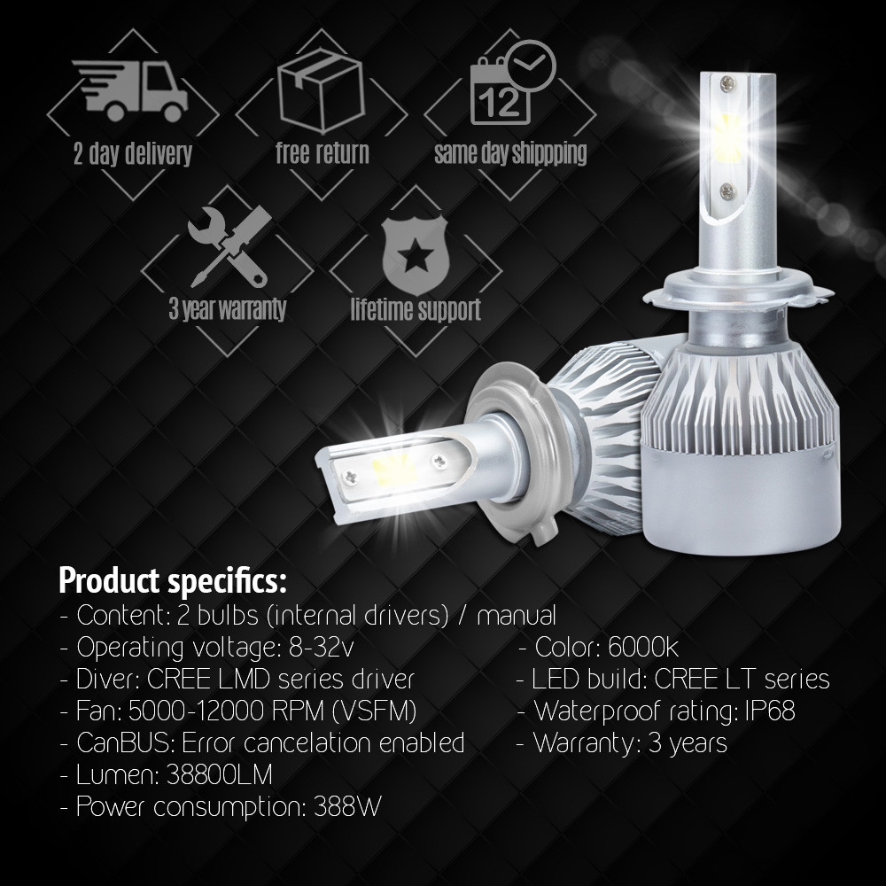 XENTEC LED HID Headlight Conversion kit H7 6000K for Volvo V40 1999-2004