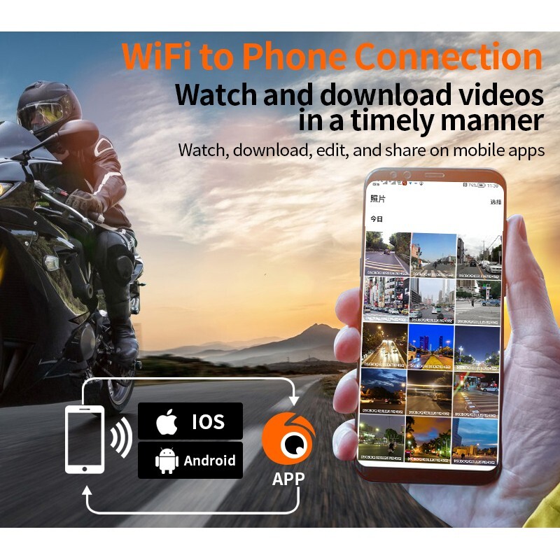 5Inch Motorcycle Dash Cam GPS Wifi Wireless Carplay Android Auto IPX67 With TPMS