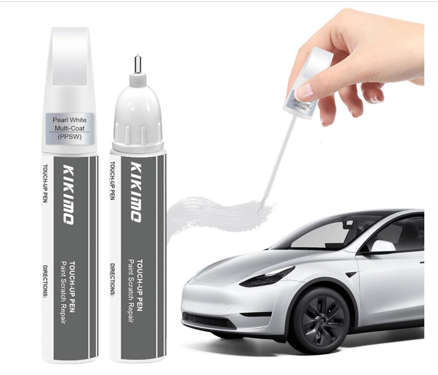 Tesla Touch Up Paint Pearl White PPSW 2-in-1 Pen Brush Scratch Repair