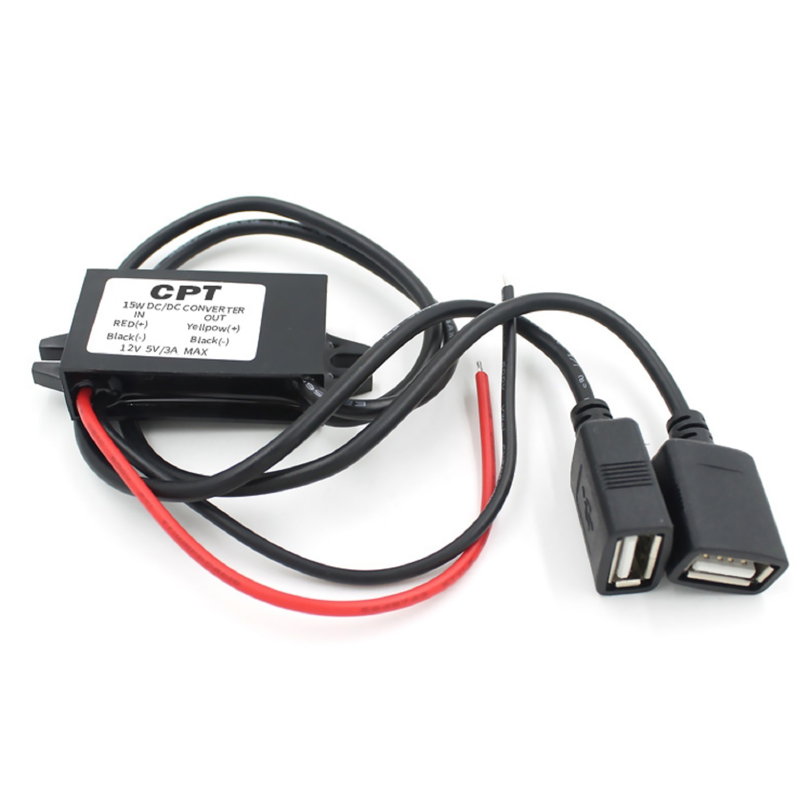 DC 12V To DC 5V 3A Dual USB Charger Adapter Power Converter Module For Car
