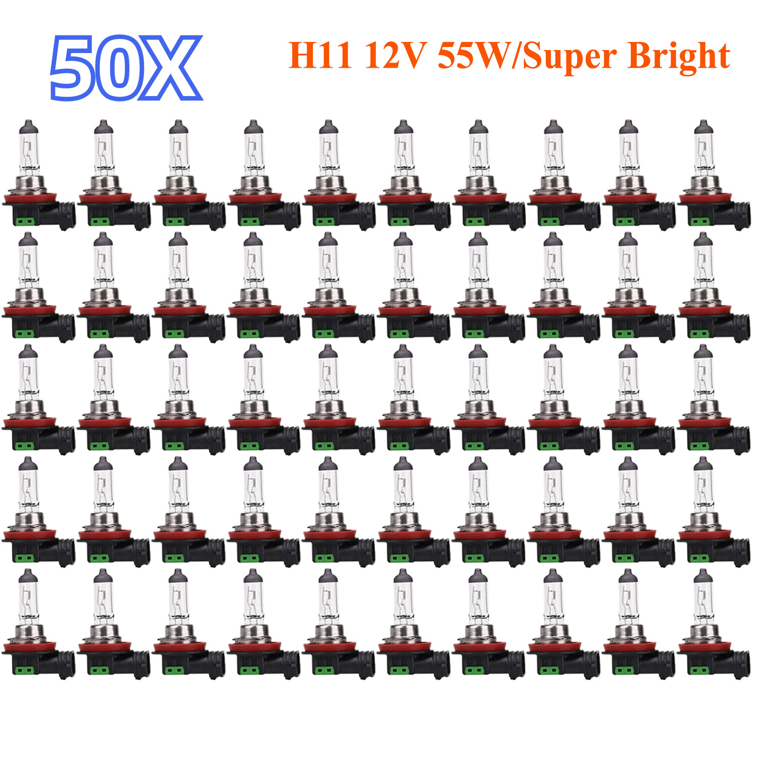 50pcs H11 12V 55W/Super Bright Ultra White Fog Halogen Bulb Car Head Light Lamp