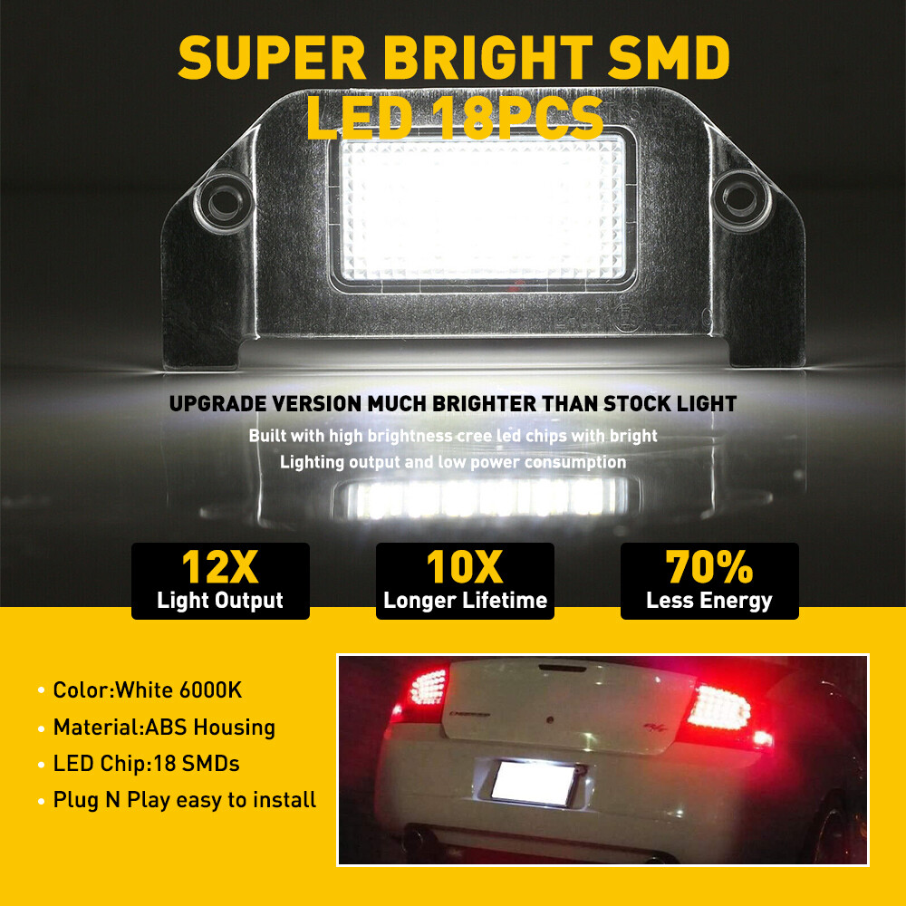 For 2013-2016 Dodge Dart LED License Plate Light Lamps White Super Bright OXILAM