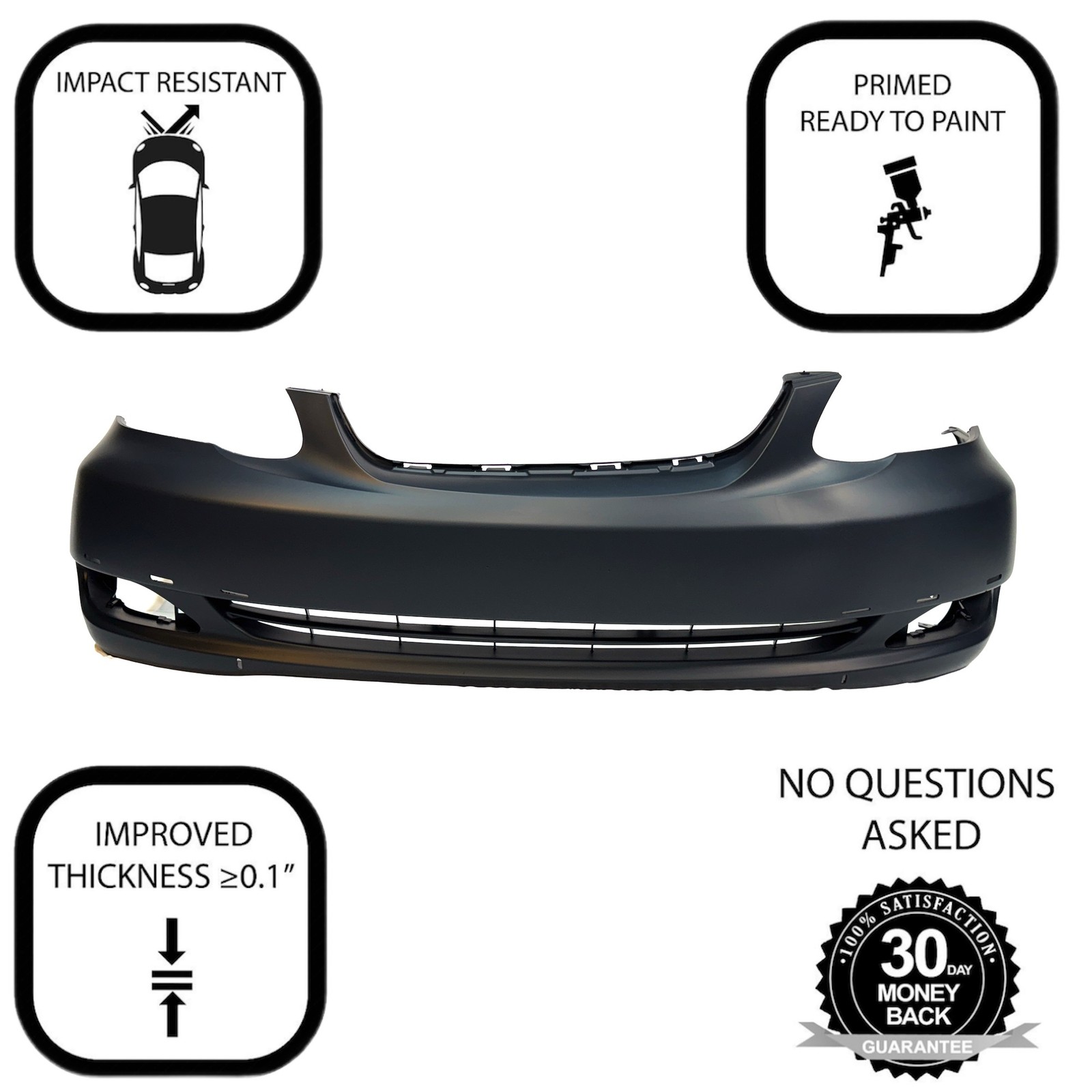 Primed Front Bumper Cover for 2005-2008 Toyota Corolla Sedan S XRS 521190Z939