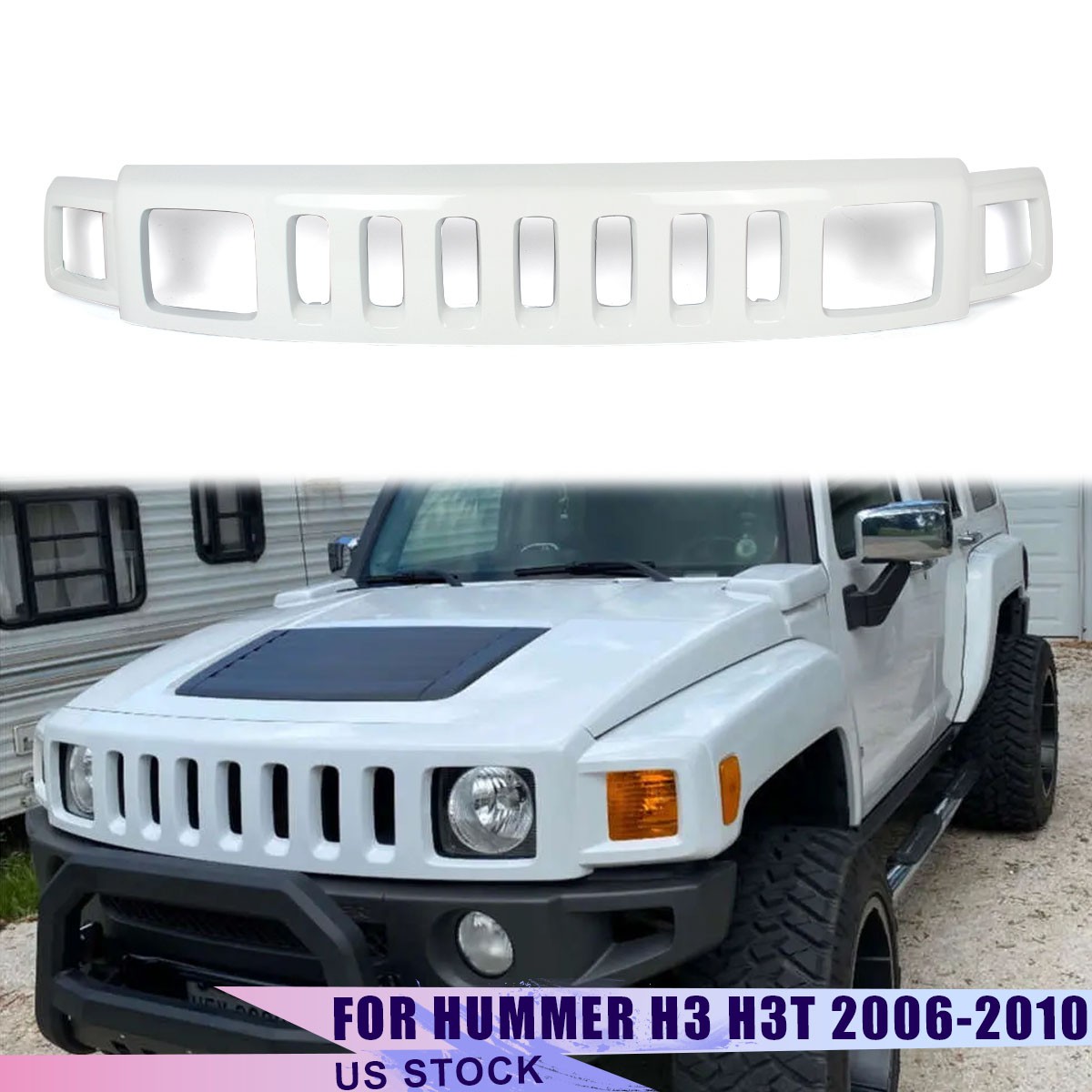Front Upper Bumper Grille Grill Birch White Fits Hummer H3 H3T 2006-2010 06-08