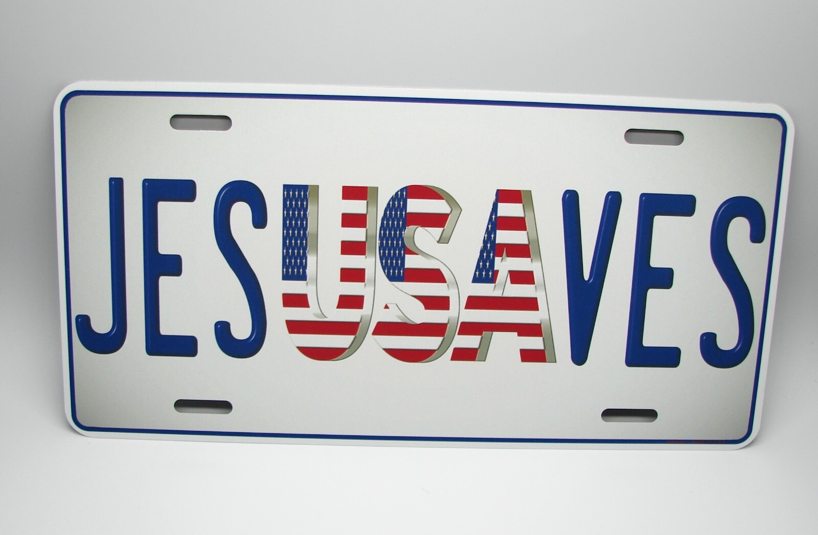 JESUS SAVES USA AMERICAN FLAG CHRISTIAN RELIGIOUS METAL CAR LICENSE PLATE JESUS
