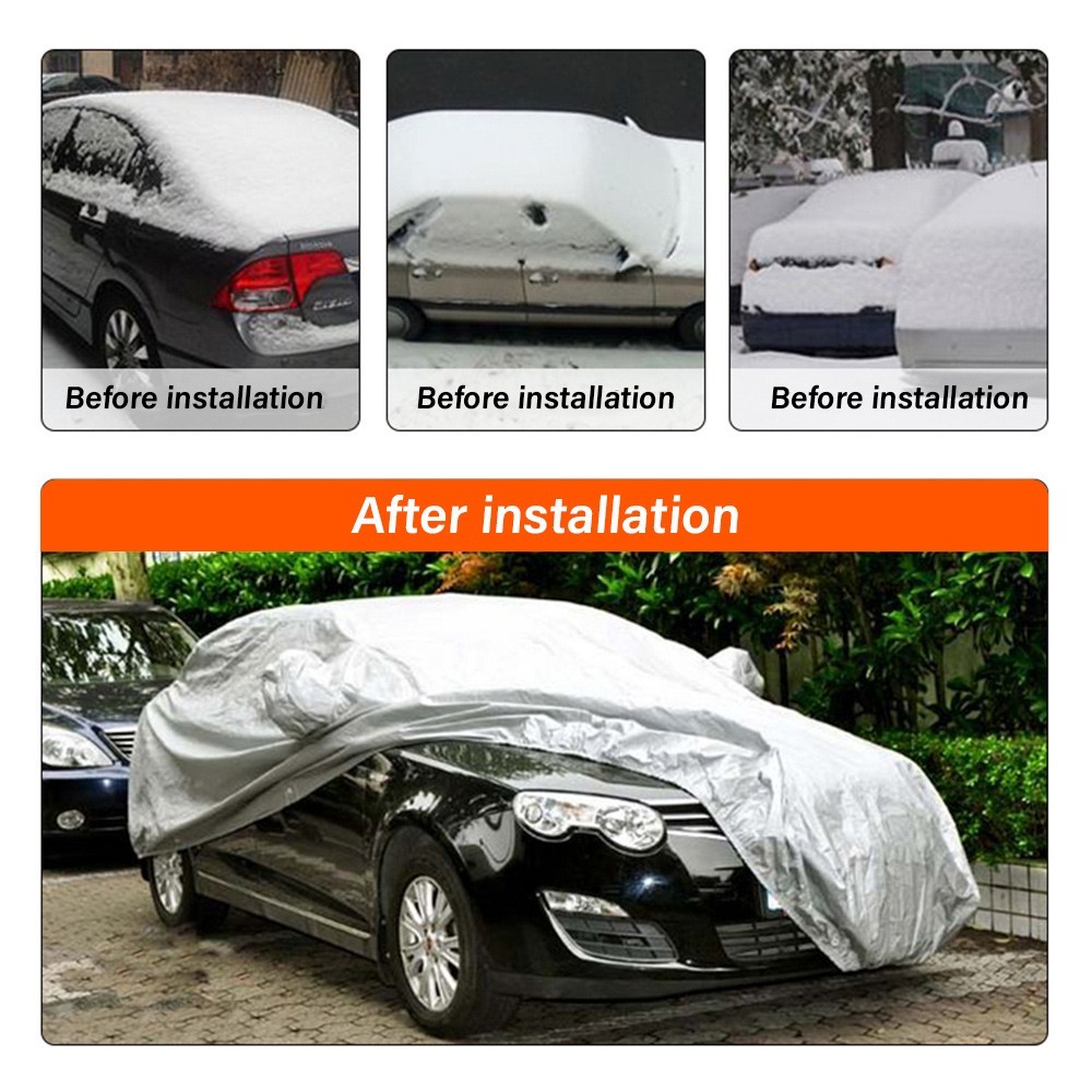 Universal Car Cover Size L Silver Breathable All Weather Protection Waterproof