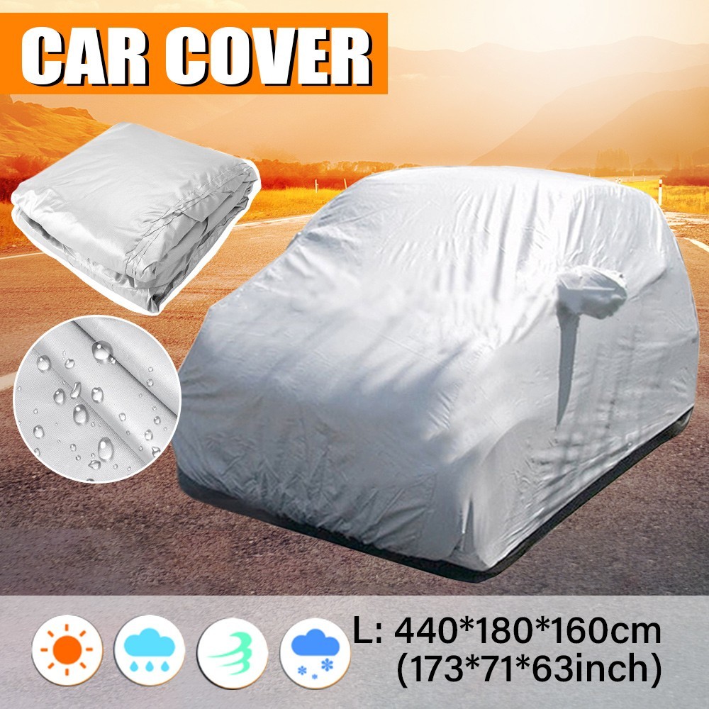 Universal Car Cover Size L Silver Breathable All Weather Protection Waterproof