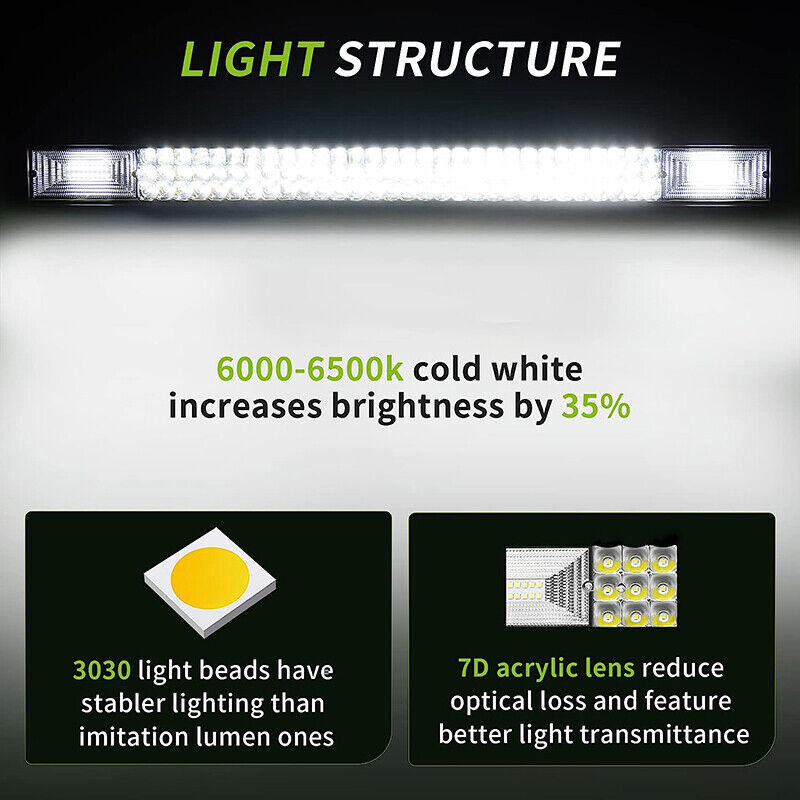 32 Inch LED LIGHT BAR Tri Row Spot Flood Combo Truck Offroad 4WD ATV SUV Light