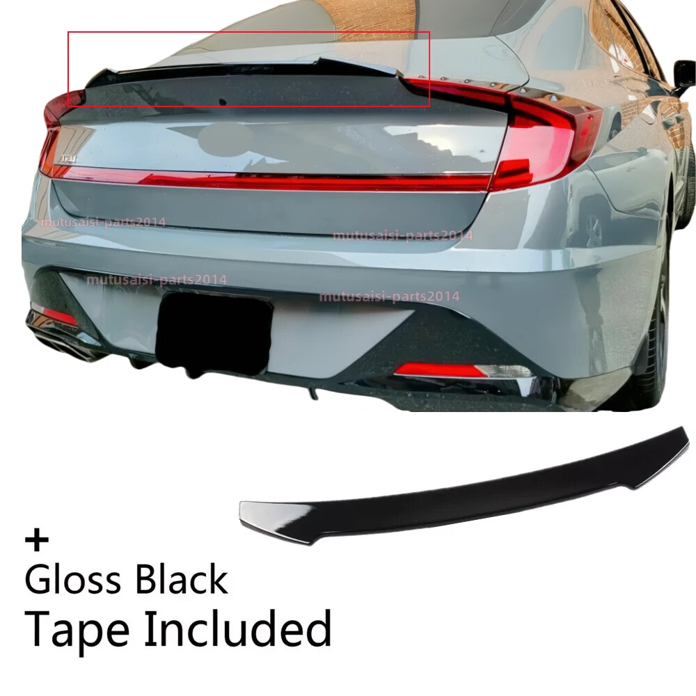 Glossy Black For 2020-2023 Hyundai Sonata Rear Trunk Spoiler Wing Lip “V Style”