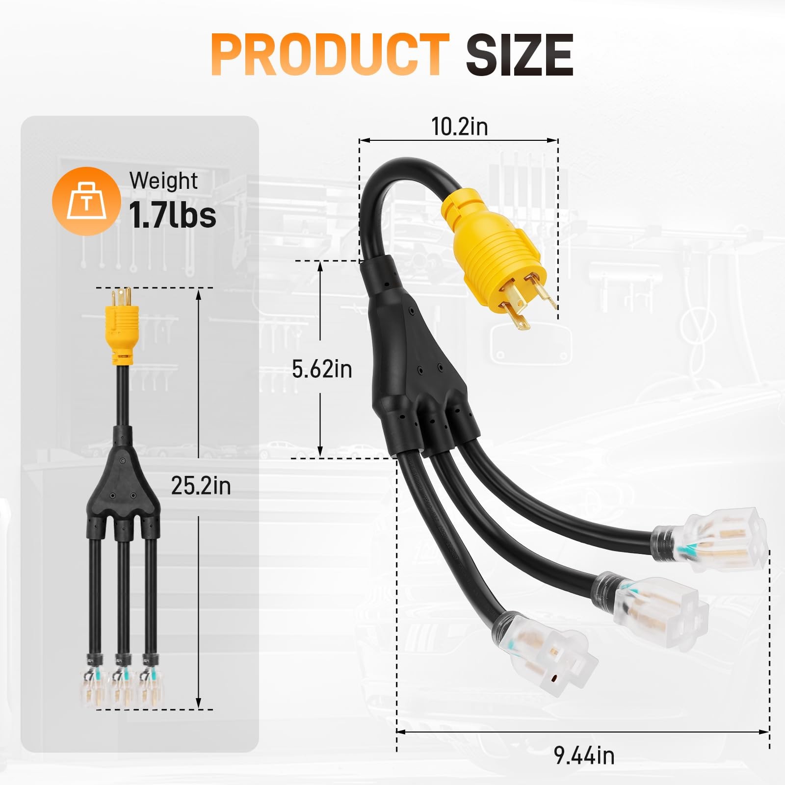 30Amp to 110V Generator Adapter Cord Power Splitter L5-30P To 5-15R/20R For RV