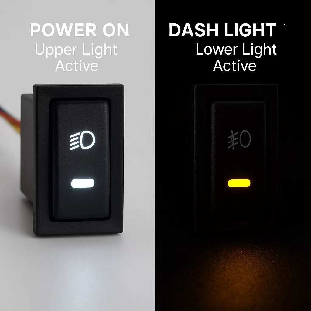 4-Pole 12V Push Button Switch w/LED Indicator Light Fog Lights For Toyota etc