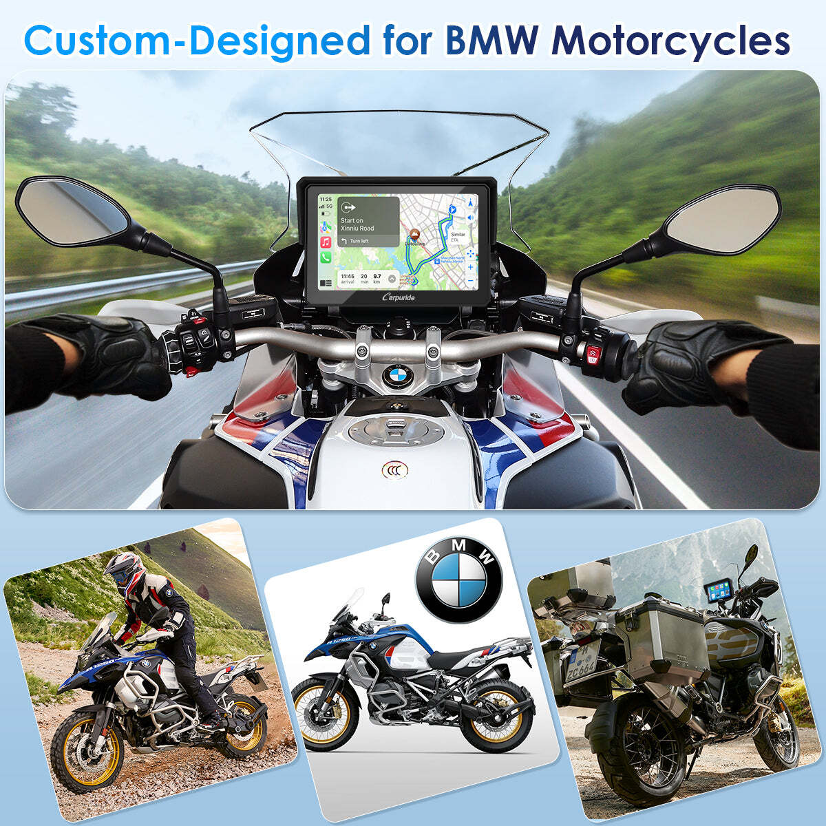 Carpuride 5” Wireless Carplay GPS Dual Bluetooth Android Auto Waterproof for BMW