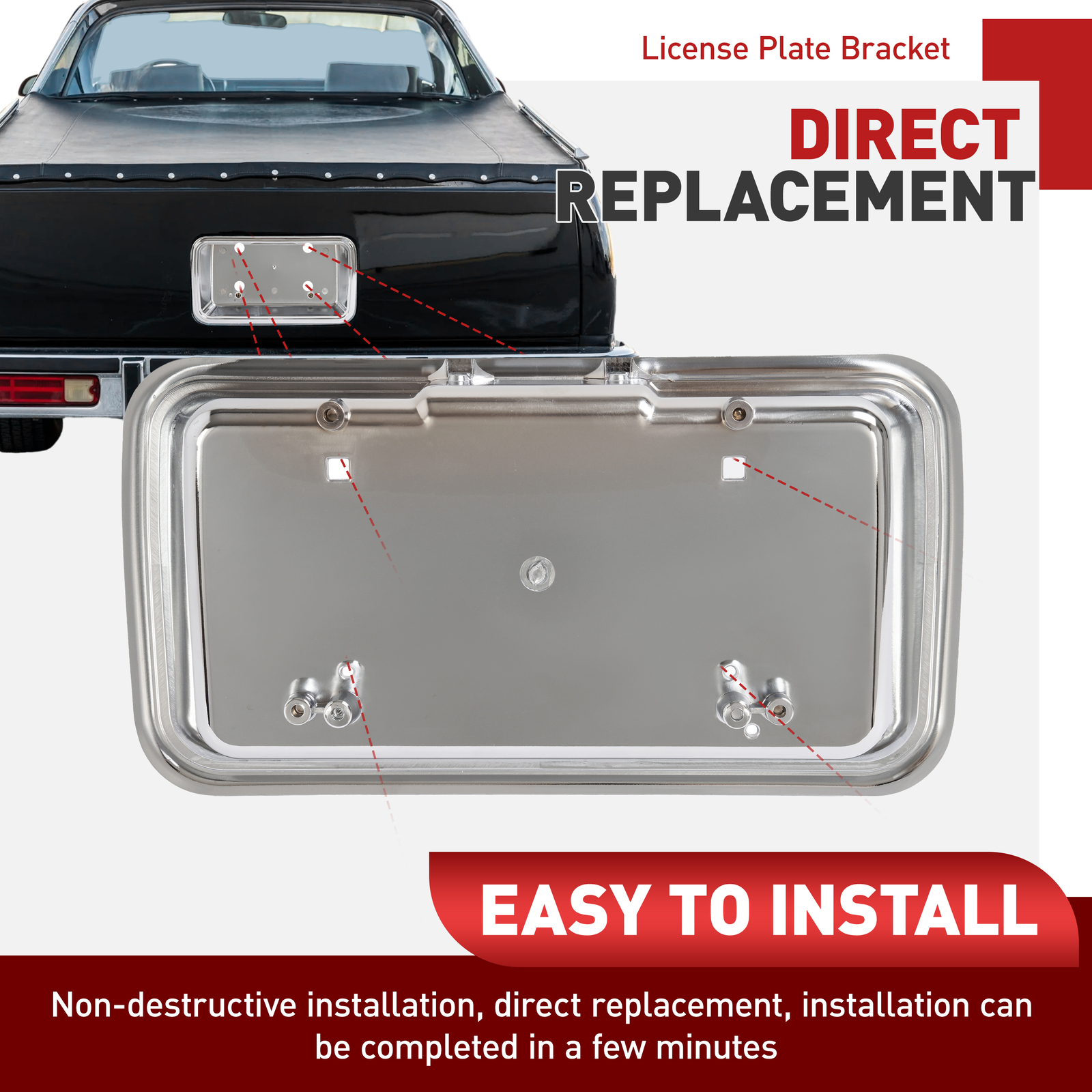Rear License Plate Tag Bracket Holder Chrome For Chevrolet El Camino 1978-1987