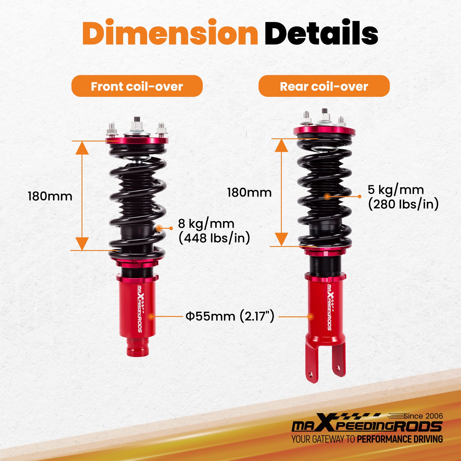 MAXPEEDINGRODS STREET ADJUSTABLE COILOVERS FOR HONDA CIVIC 92-00 INTEGRA 94-01