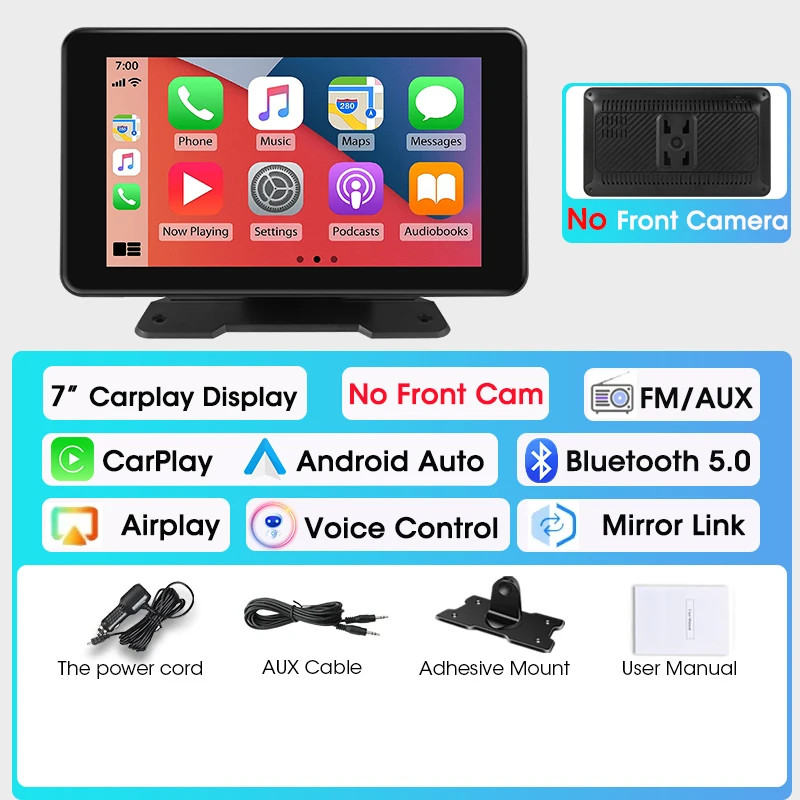 7″/10.26″ 4K Dash Cam Wireless Android Auto 350° Rotating Lens Car DVR GPS