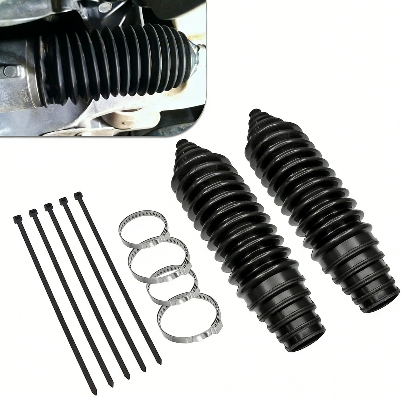 Dustproof Silicone Inner Tie Rod Boot Set w/Cable Tie Clamp Customized For Chevy