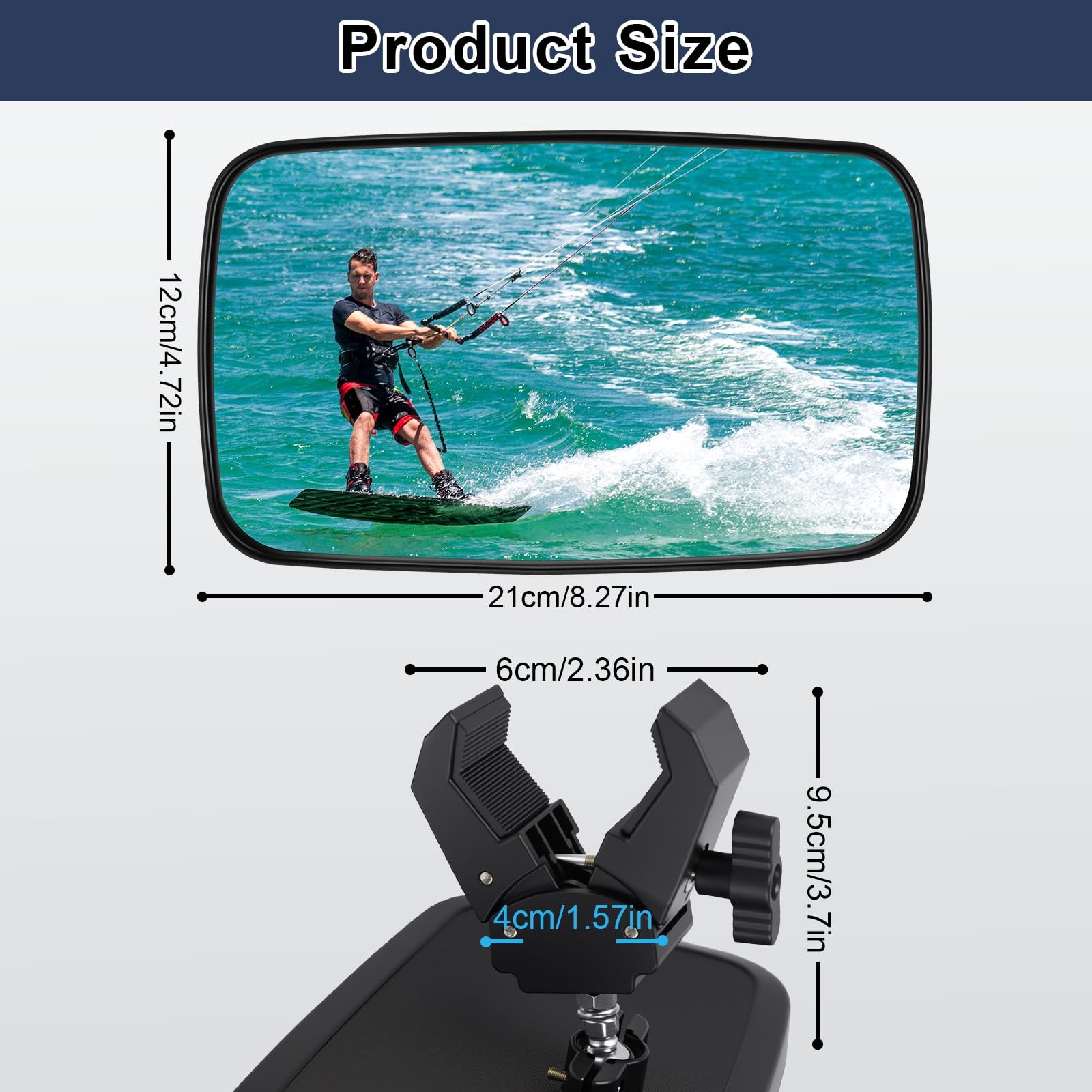 universal rear view mirror，boat mirror view，Suitable for Standard, Black