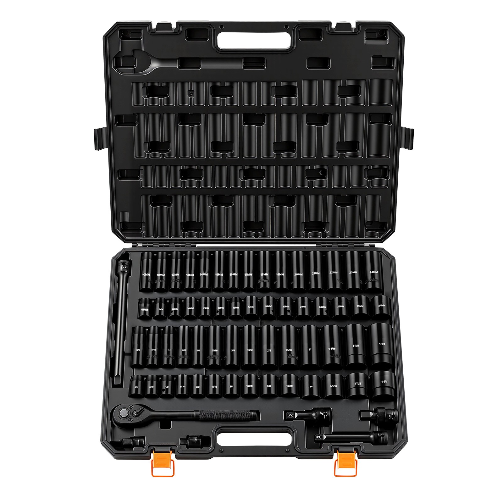 Uimoso 65-Piece 1/2″ Drive Impact Socket Set with 6-Point Design & Case