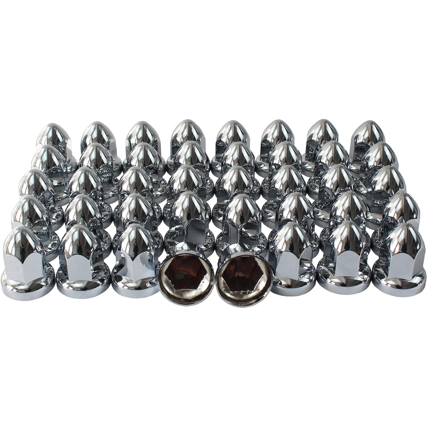 33mm Chrome ABS Plastic Push-on Bullet Lug Nut Covers (Pack of 40)