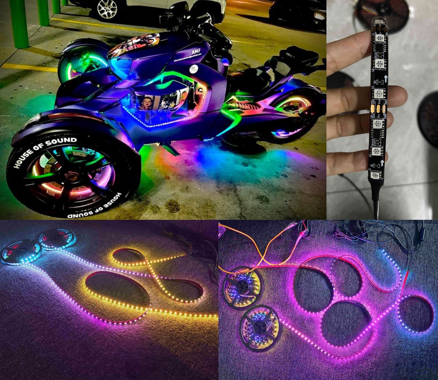 Clear Tinted Smoked CHASING IP65 Flexible LED Light Strips Slingshot APP+Remote