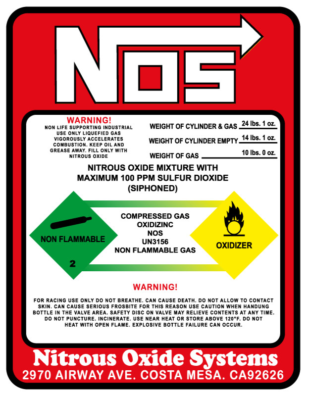2X NOS Nitrous Oxide Racing Label Decals Stickers FREE SHIPPING