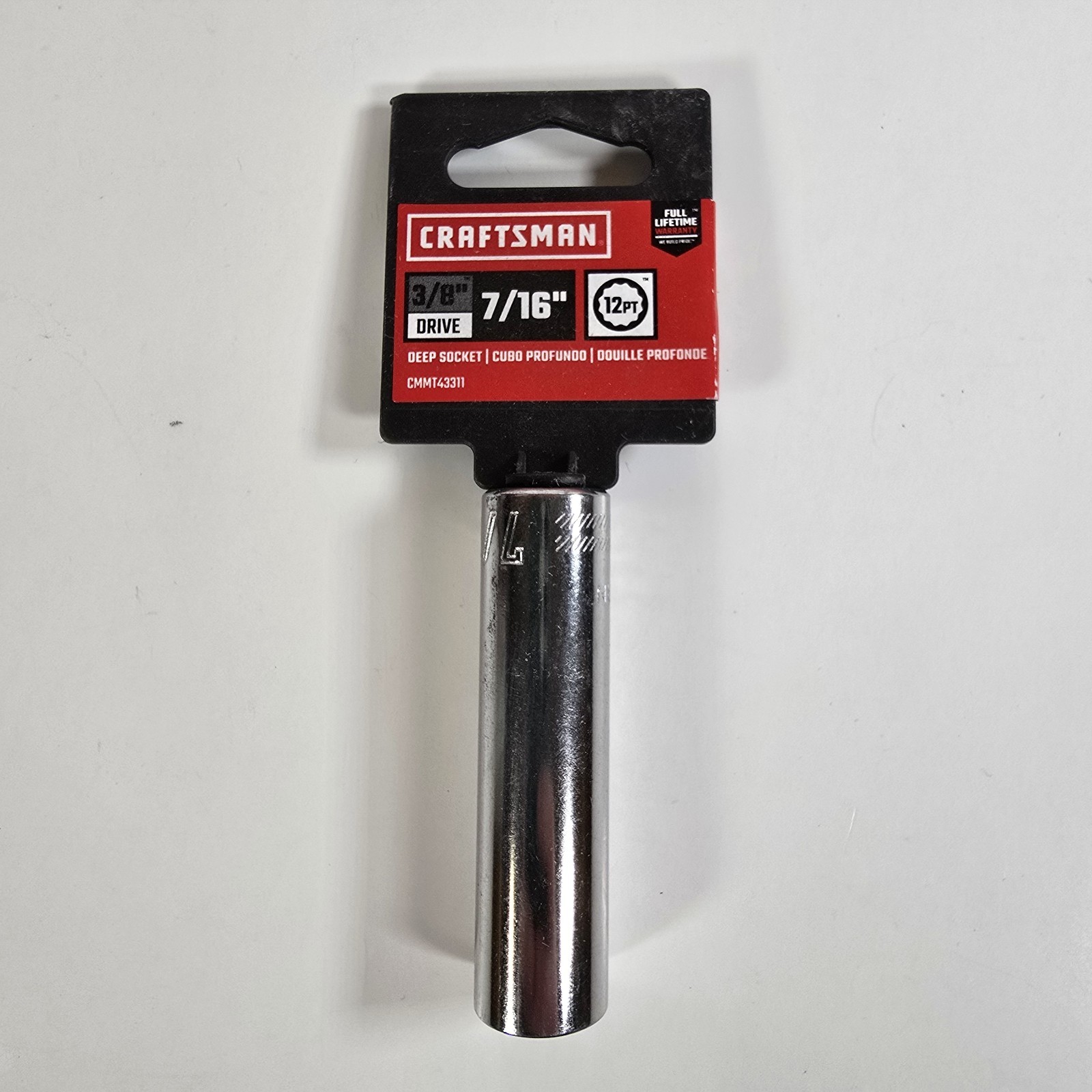 Craftsman 7/16″ Socket Deep Well 3/8″ Drive 12 Point Socket CMMT43311 New