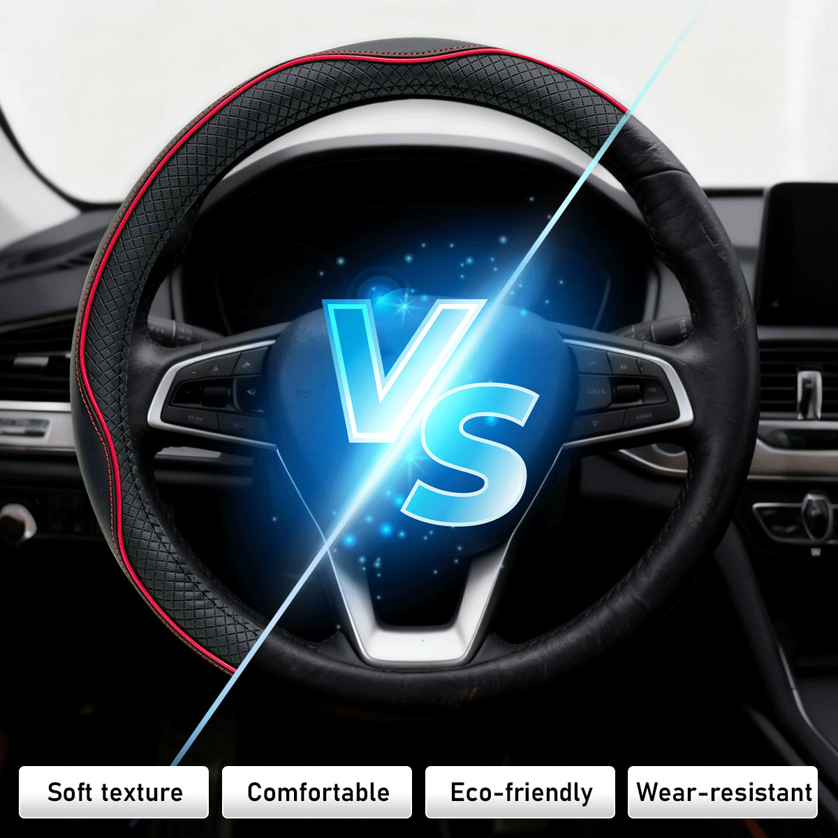 Customized Car Steering Wheel Cover Leather For Jaguar F-TYPE 14½- 16 inch Round