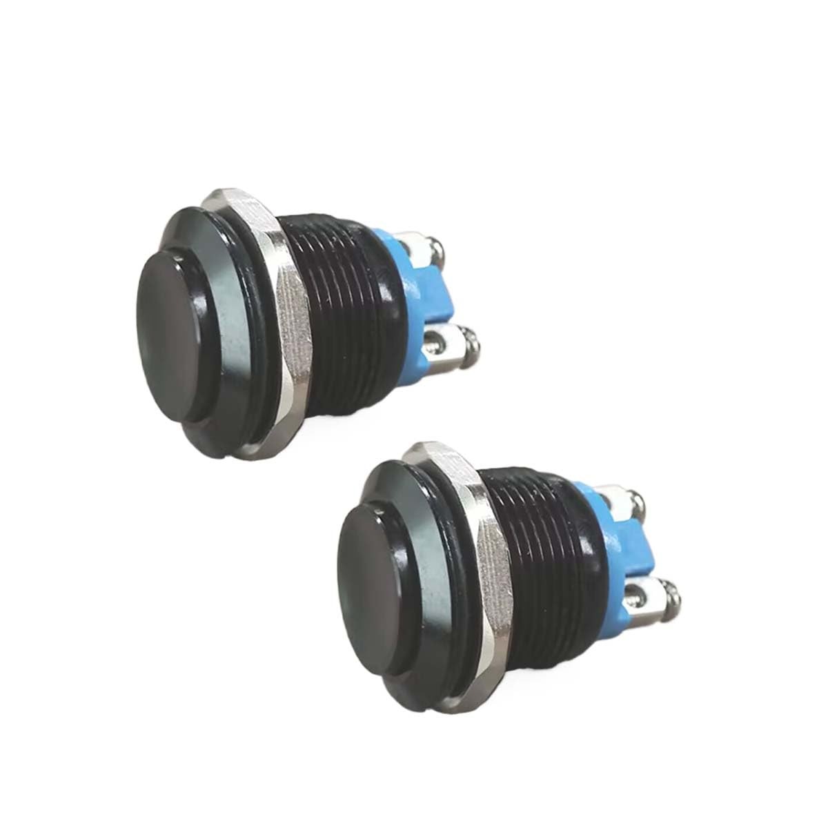 2PCS 19mm Momentary Horn Push Button Switch- 12V SPST 1NO Round Black&Blue