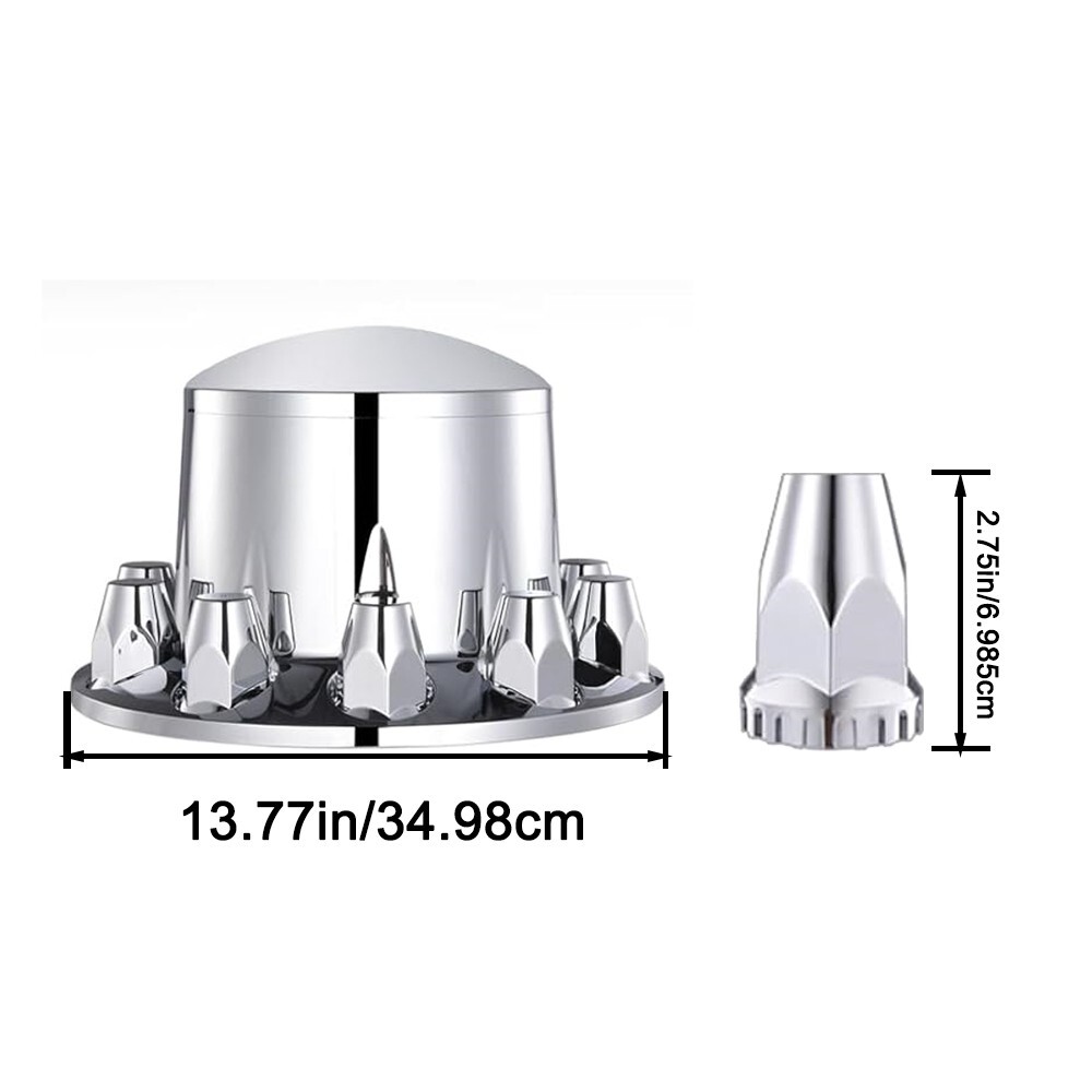 2 Rear Chrome Hub Covers Kits Semi Truck Wheel Axle Covers w/ 33mm Nut Covers