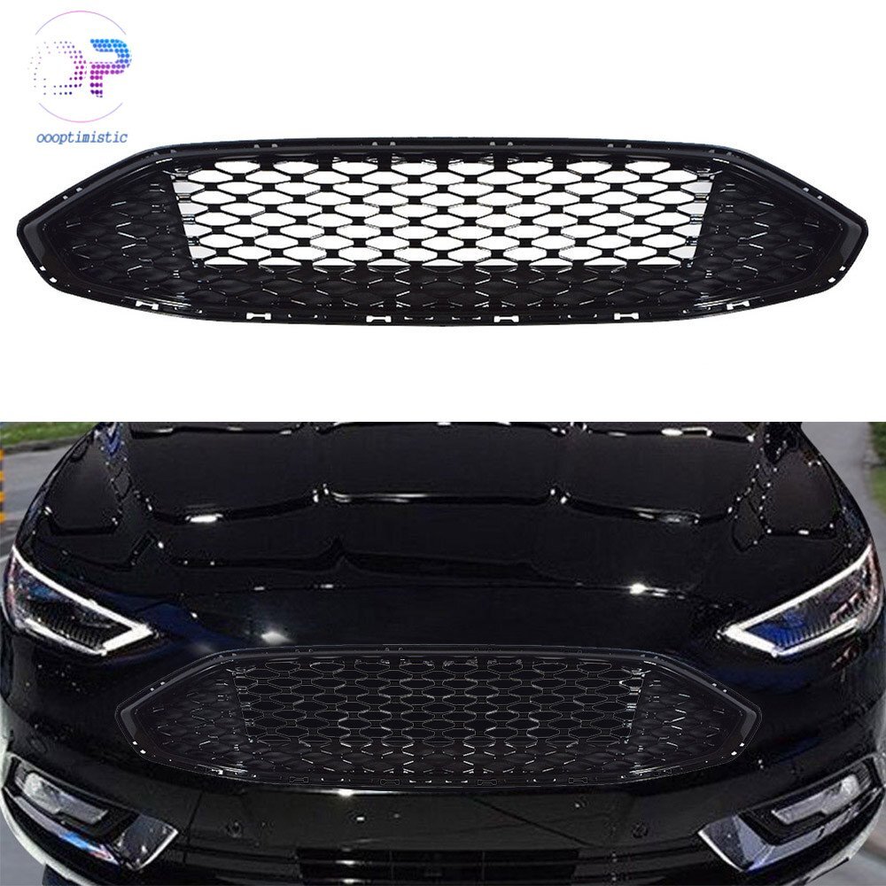 For 2017-2018 Ford Fusion Front Bumper Grill Honeycomb Trim Gloss Black Grille