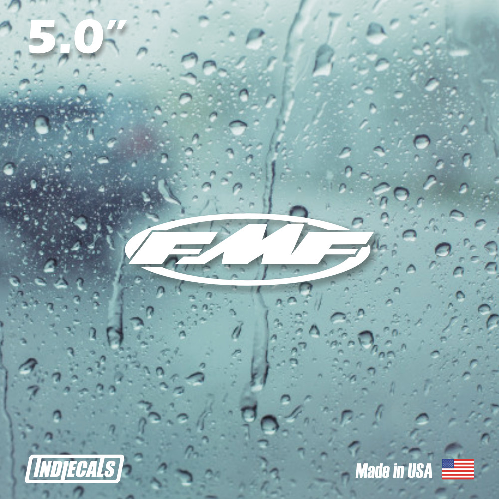 FMF White Vinyl Decal/Sticker 5 in x 1.5 in MX Motocross Die Cut More Colors!