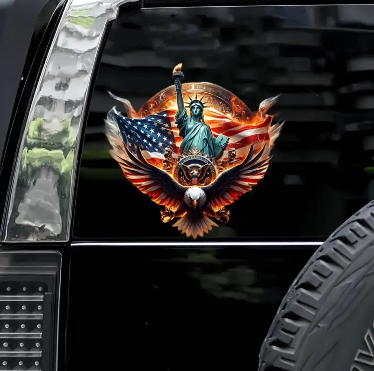 United States America US Flag Eagle Statue of Liberty 5” Inch Sticker Decal 1PC