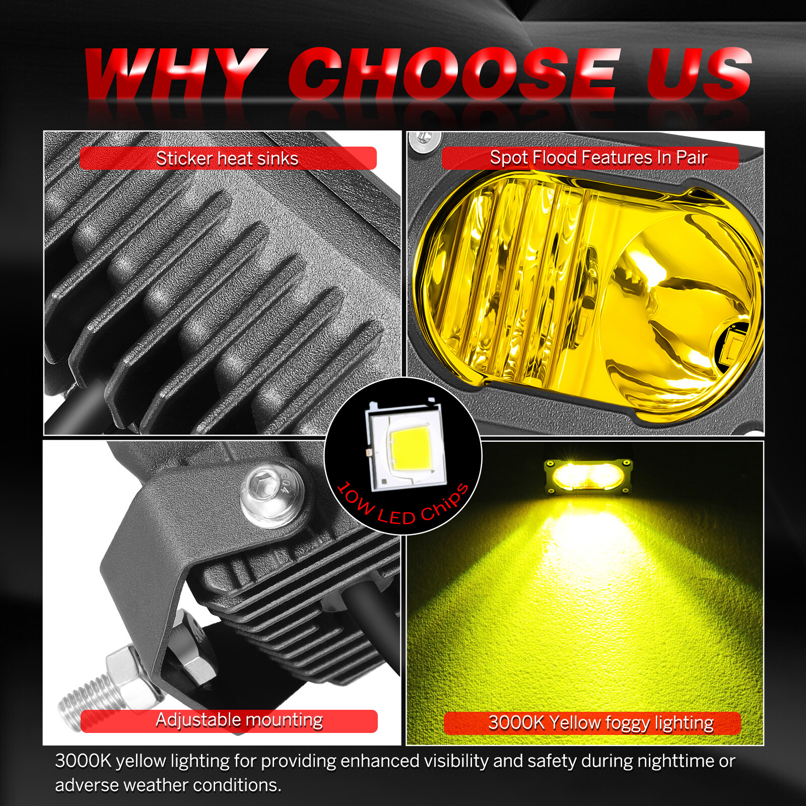 2X 3″ 40W PRO LED Cube Work Light Bar Combo Pods OffRoad Driving 4WD ATV+ Wiring