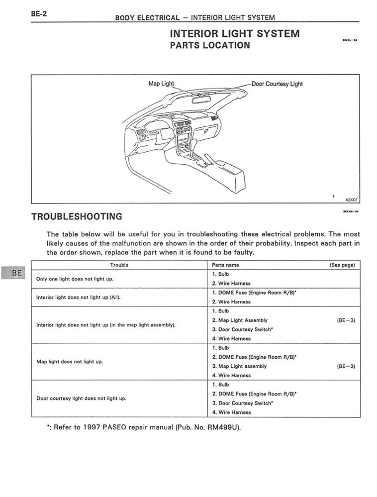 1997 Toyota Paseo Convertible Supplement Shop Service Repair Manual Book OEM