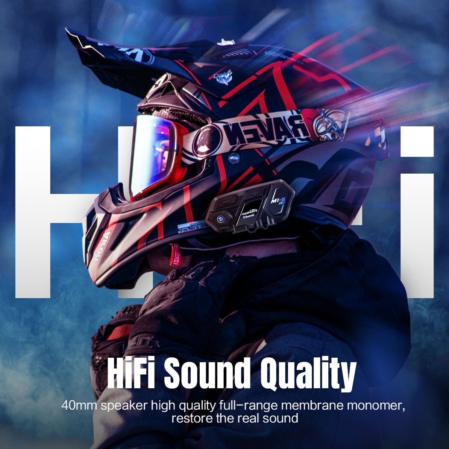 M1-S PRO 2000m 8 Riders Motorcycle Helmet Intercom Motorbike Bluetooth Headset