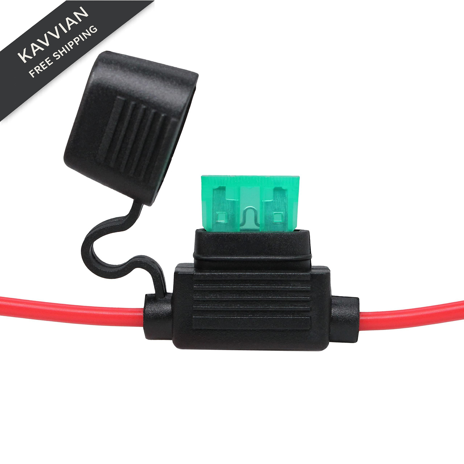 VANTRONIK Waterproof Medium Inline Fuse Holder with 12 Gauge AWG Wire Black
