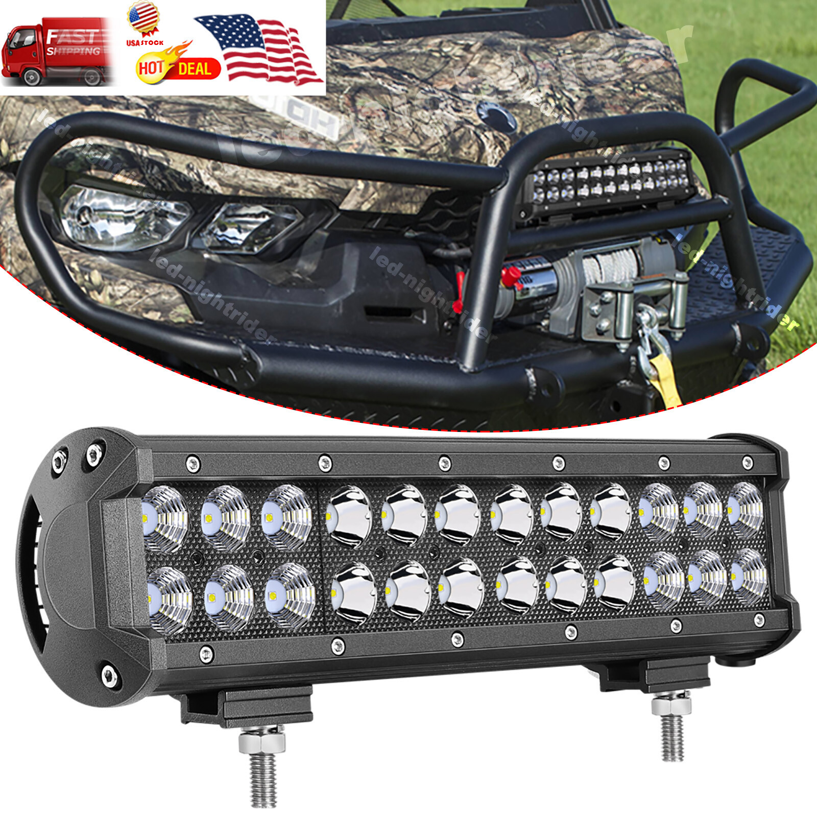 12″ Inch LED Light Bar Spot Flood Combo Work Driving Off Road SUV ATV Truck UTV