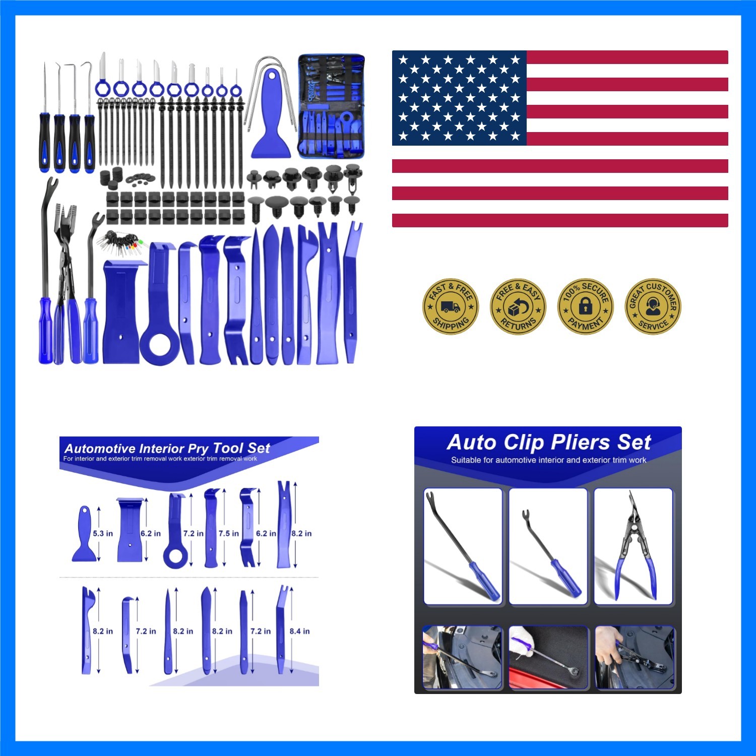 238Pcs Trim Removal Tool with Storage Bag | Fastener Remover Plastic Pry Tool…
