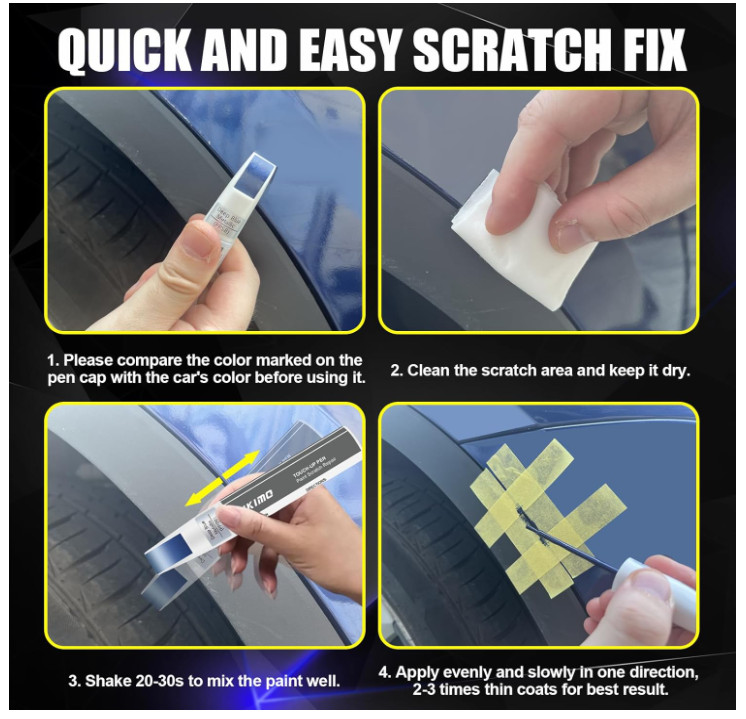 Tesla Touch Up Paint Pearl White PPSW 2-in-1 Pen Brush Scratch Repair