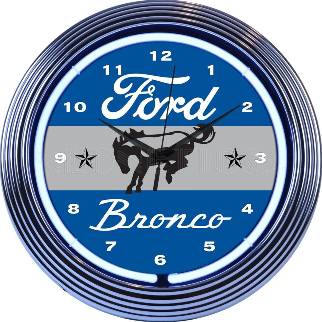 Neon Clock – Ford Bronco Blue Clock * Perfect for the Garage or Home! FREE SHIP!