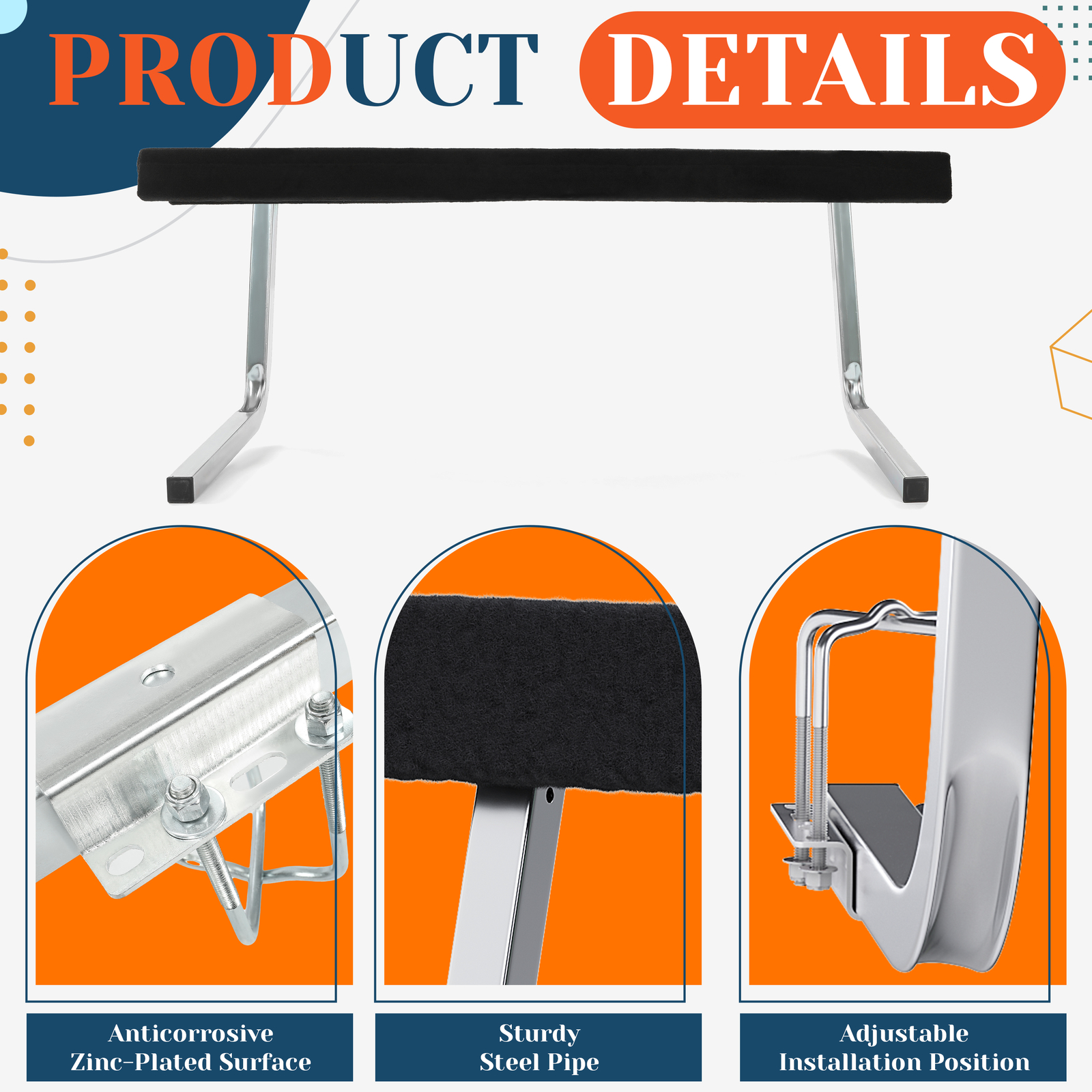 5′ Adjustable Boat Trailer Guide Bunk Board Bunkboard Guide-On Rails Zinc-Plated