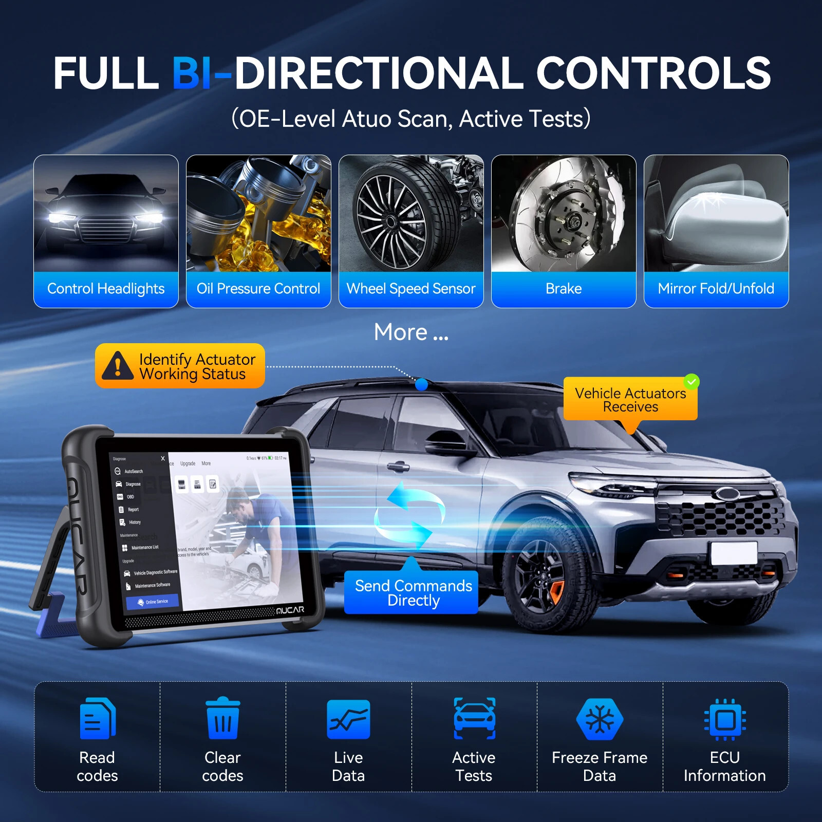 892BT Bidirectional OBD2 Scanner All System Car Diagnostic Tool E.CU Coding FCA