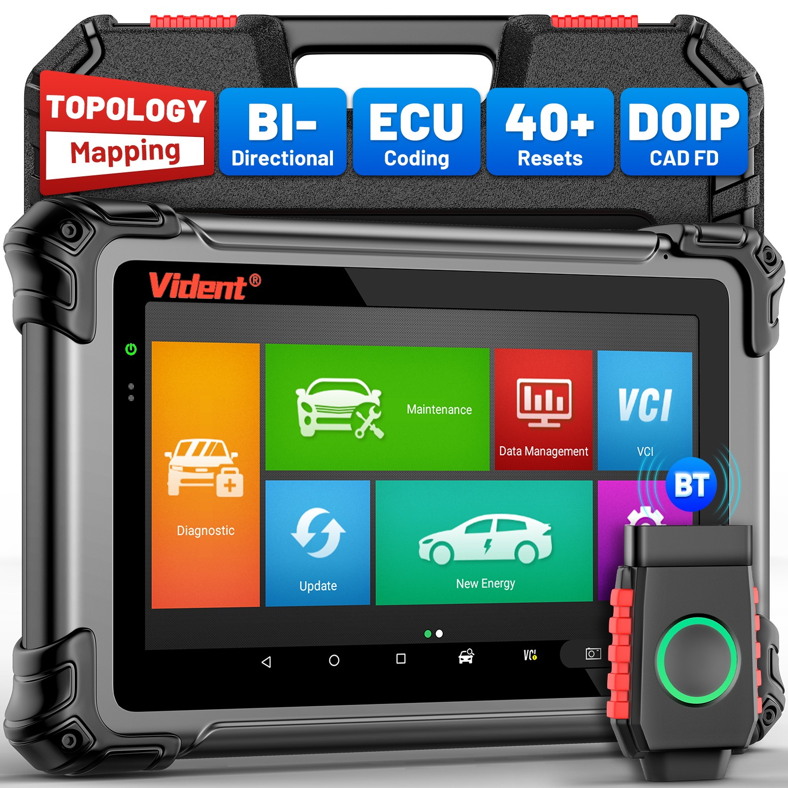 Vident 800Pro BT OBD2 Scanner Diagnostic Topology Mapping ECU Coding 40+ Resets