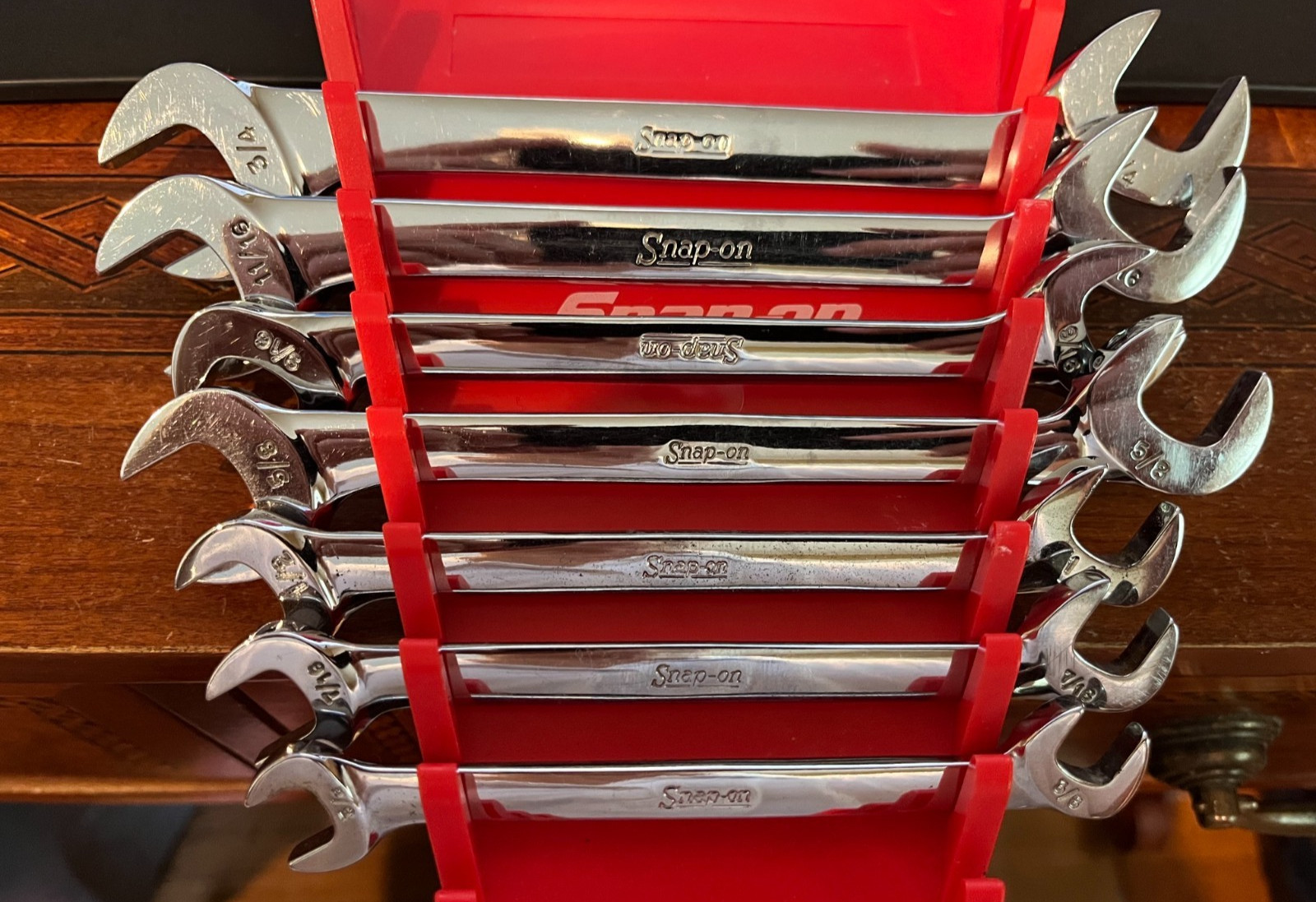 Snap-on VS807 Underline Series SAE 7pc 4 Way Open End Wrench Set 3/8″-3/4″ Mint!