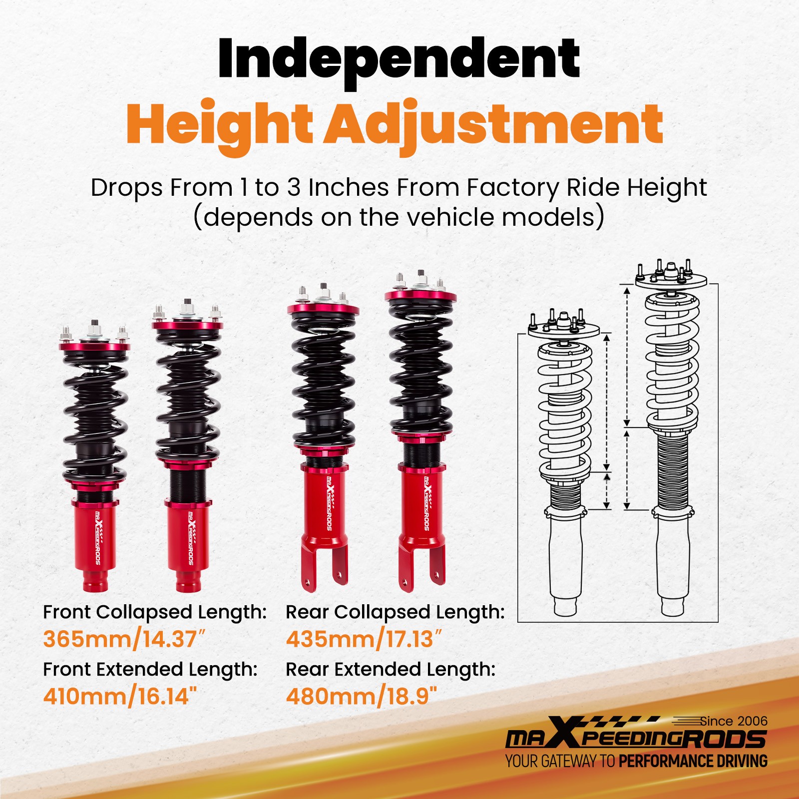 MAXPEEDINGRODS STREET ADJUSTABLE COILOVERS FOR HONDA CIVIC 92-00 INTEGRA 94-01
