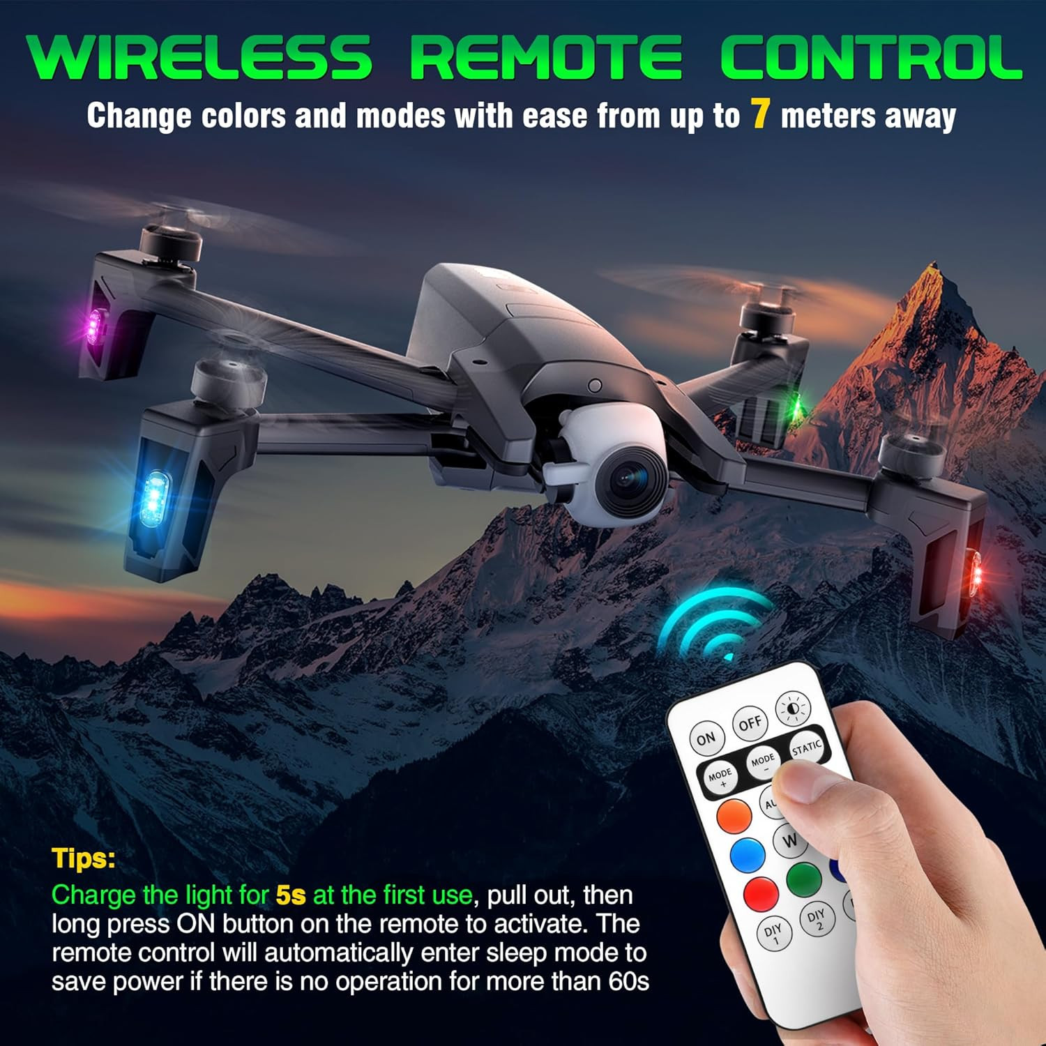 RGB Led Car Ambient Lights Rechargeable Wireless Car Light With Remote Control